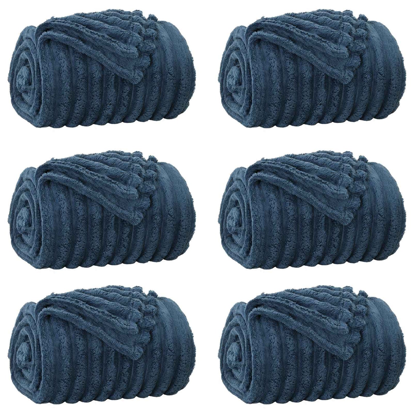 Coperte da Pile 6 pcs Blu navy 200 x 150 cm Panno | homemem39