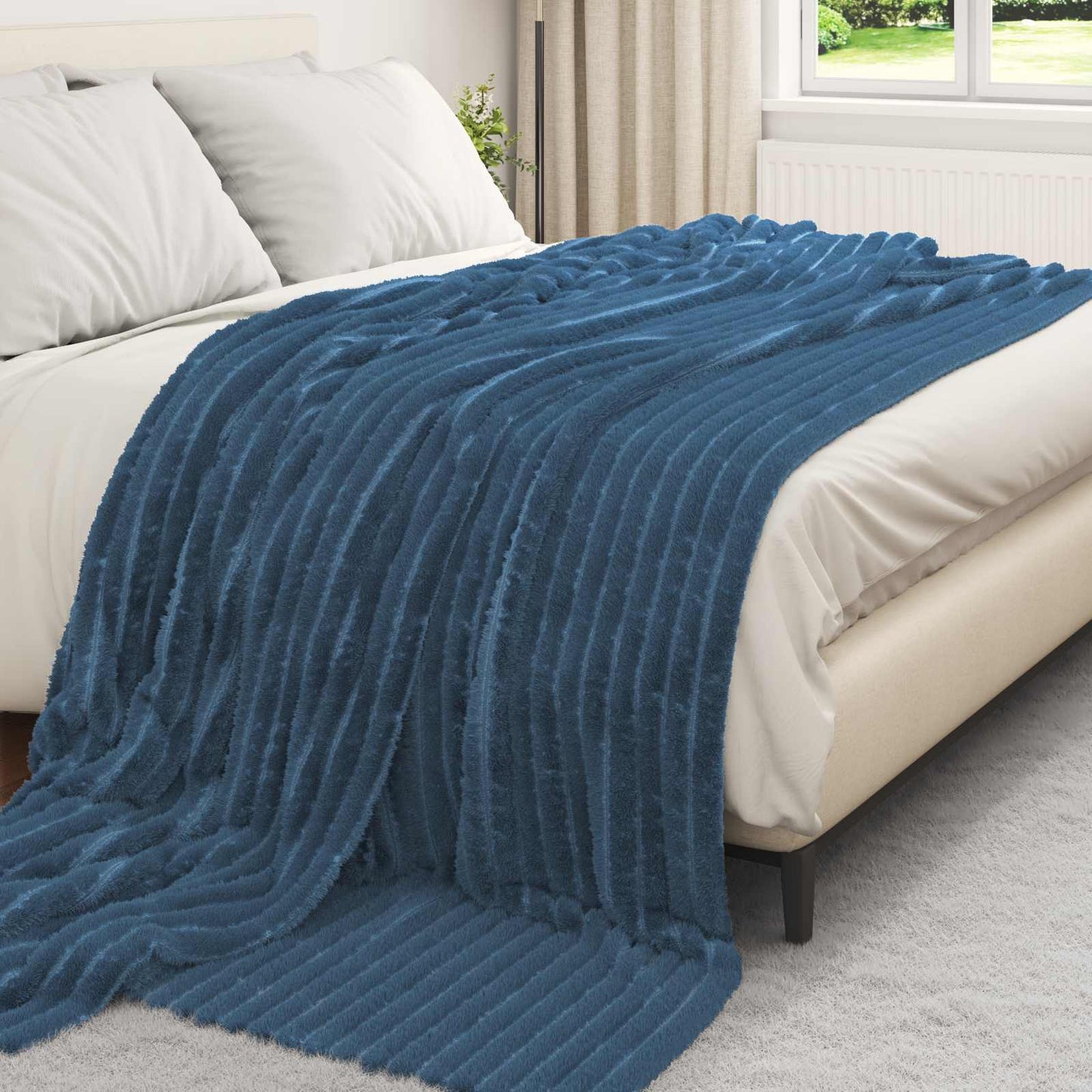 Coperte da Pile 6 pcs Blu navy 270 x 240 cm Panno | homemem39