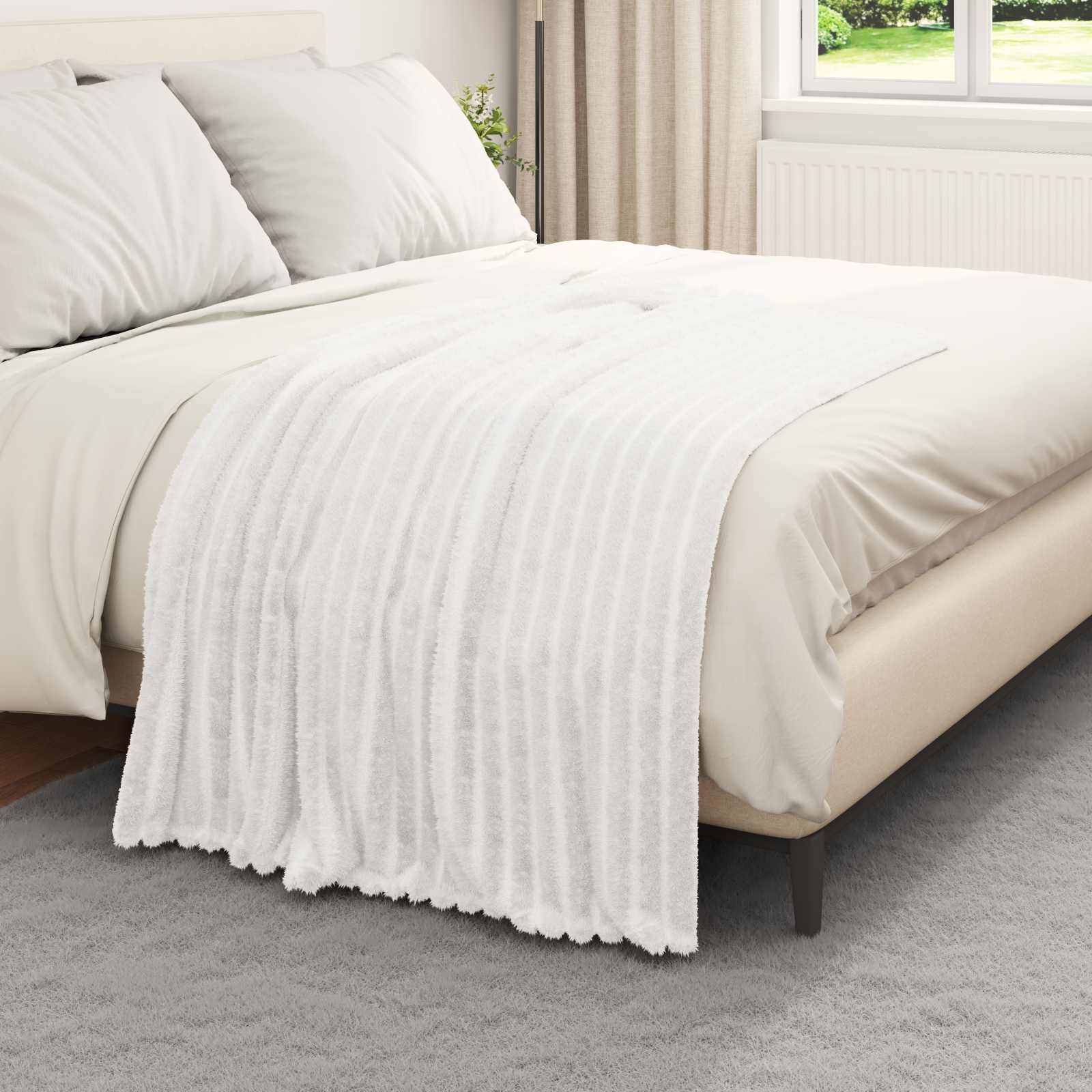 Coperte da Pile 6 pcs Bianco 150 x 130 cm Panno | homemem39
