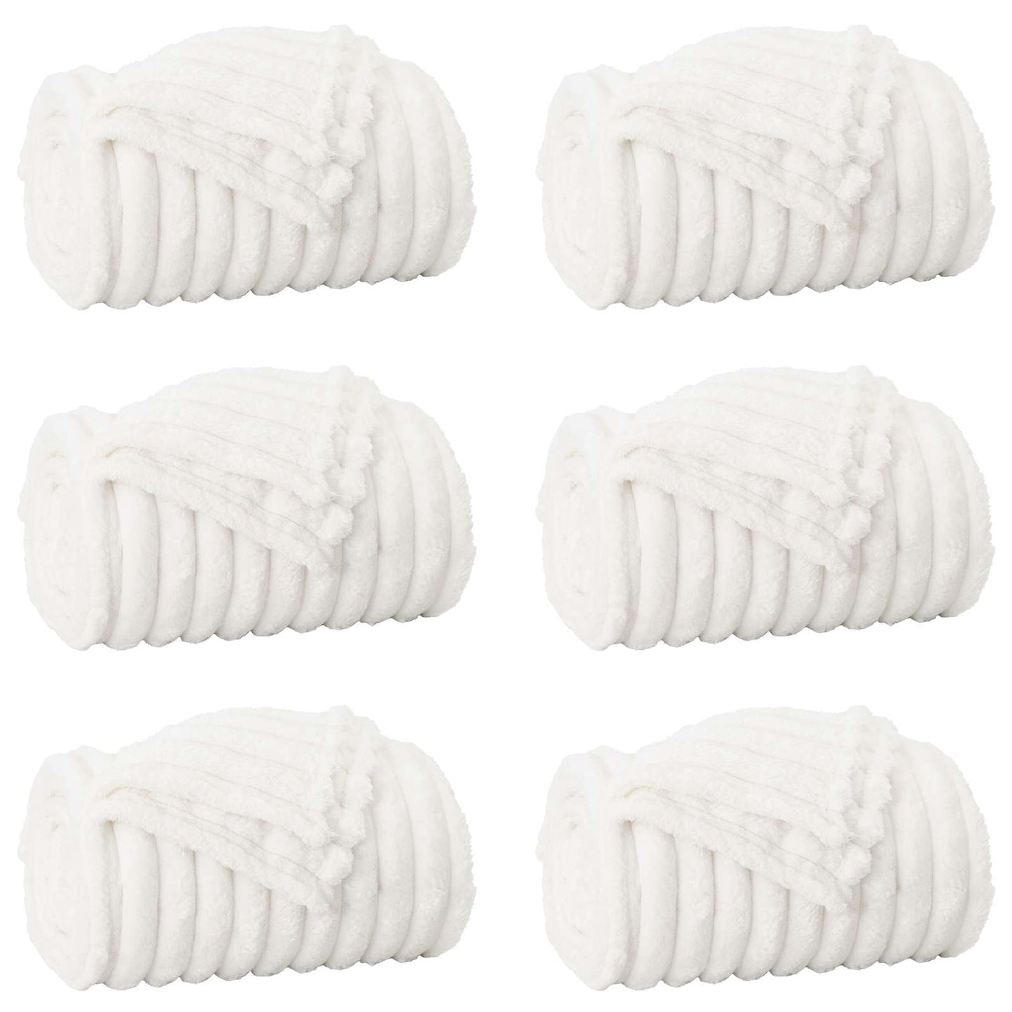 Coperte da Pile 6 pcs Bianco 200 x 150 cm Panno | homemem39