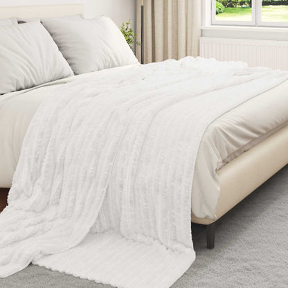 Coperte da Pile 6 pcs Bianco 240 x 220 cm Panno | homemem39