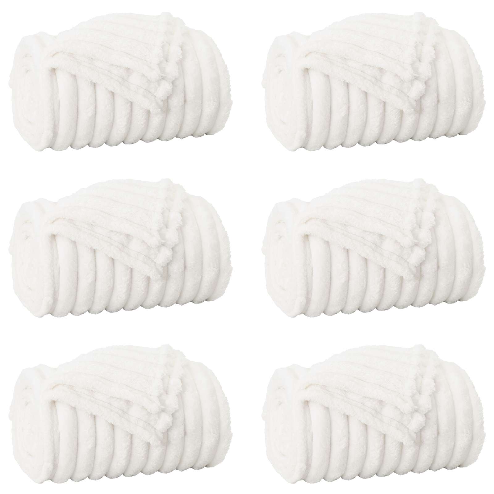 Coperte da Pile 6 pcs Bianco 240 x 220 cm Panno | homemem39
