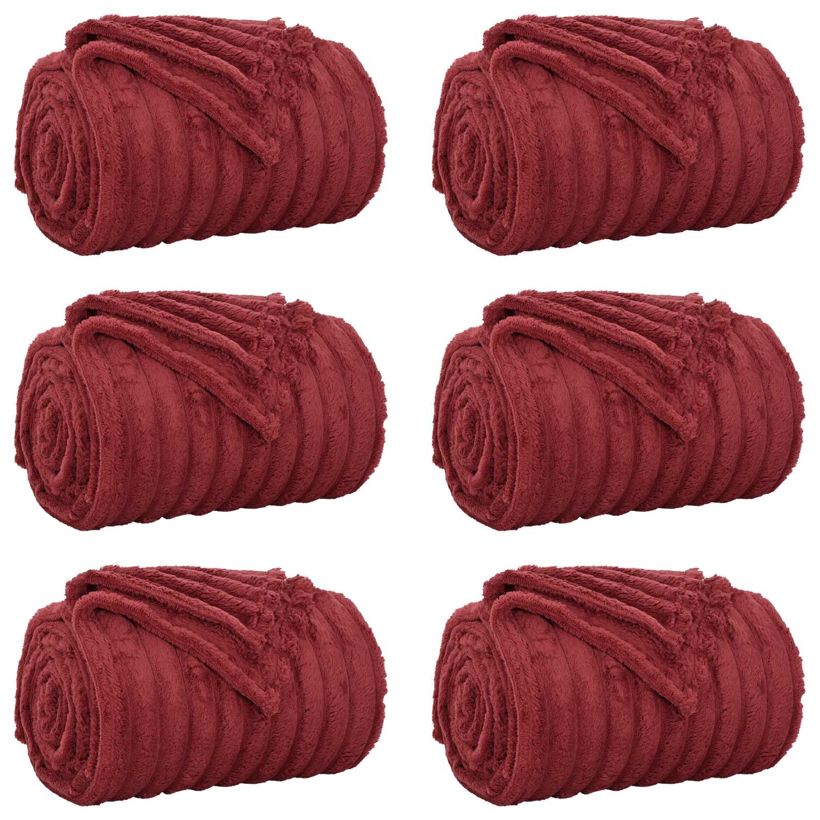 Coperte da Pile 6 pcs Rosso Bordeaux 150 x 130 cm Panno | homemem39