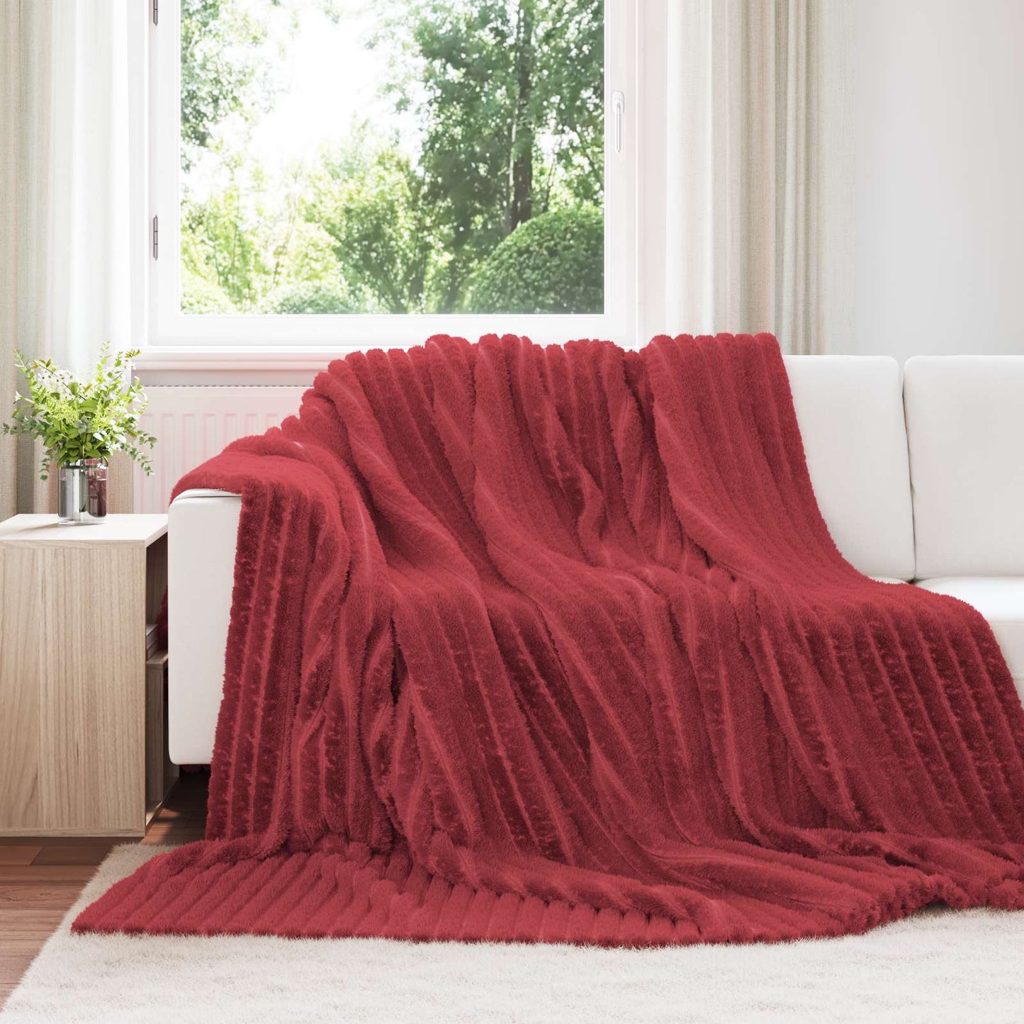 Coperte da Pile 6 pcs Rosso Bordeaux 240 x 220 cm Panno | homemem39