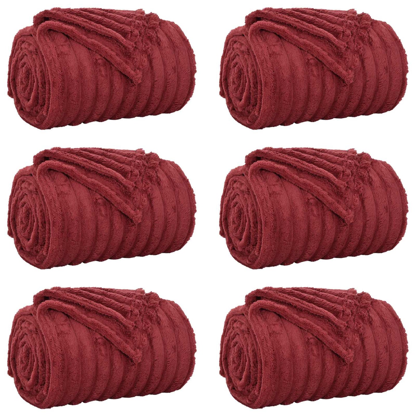 Coperte da Pile 6 pcs Rosso Bordeaux 270 x 240 cm Panno