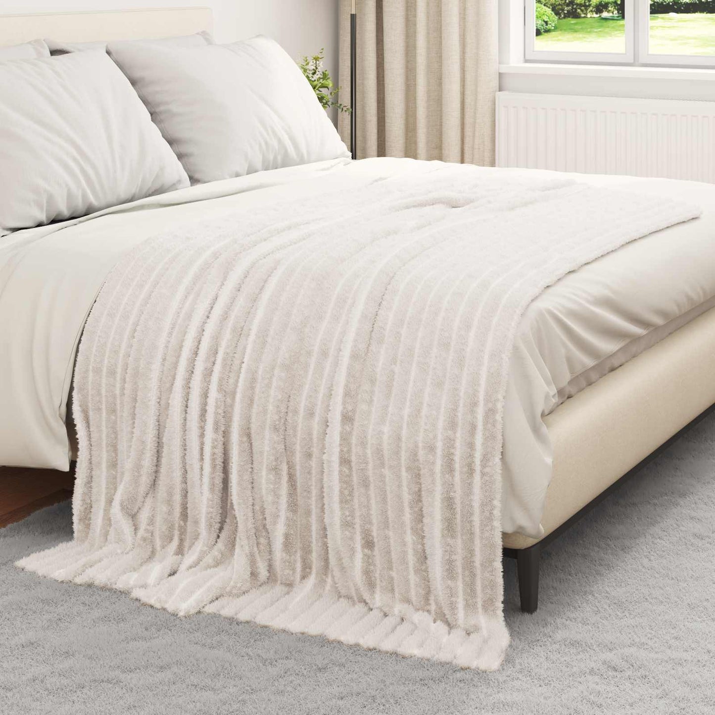 Coperte da Pile 6 pcs Crema 200 x 150 cm Panno