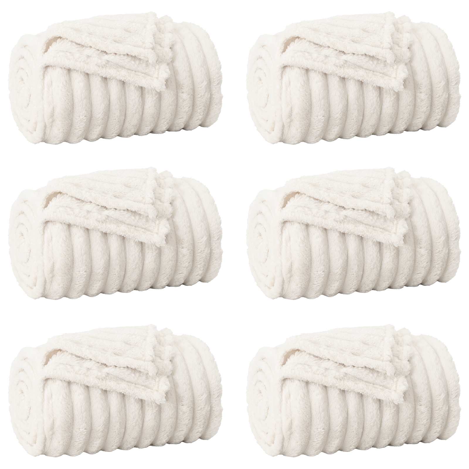 Coperte da Pile 6 pcs Crema 240 x 220 cm Panno | homemem39