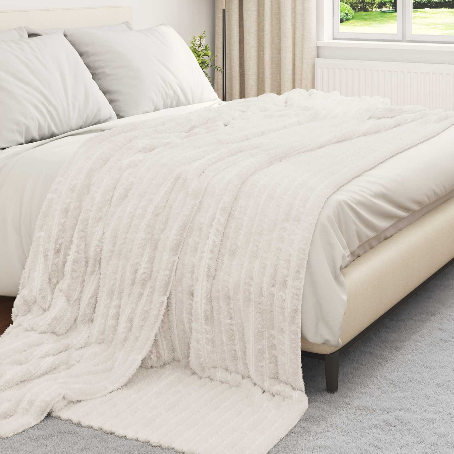Coperte da Pile 6 pcs Crema 270 x 240 cm Panno | homemem39