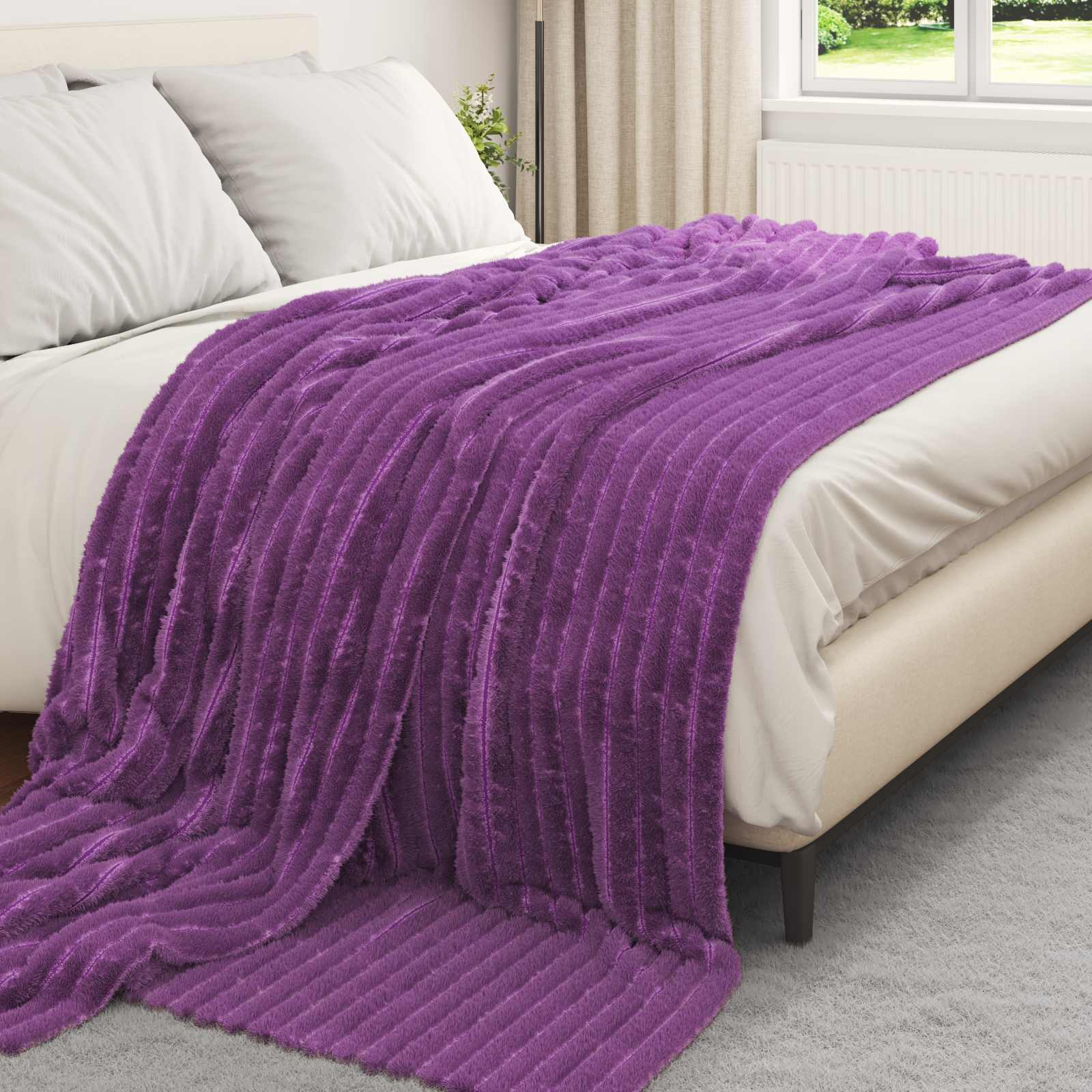 Coperte da Pile 6 pcs Viola 270 x 240 cm Panno | homemem39