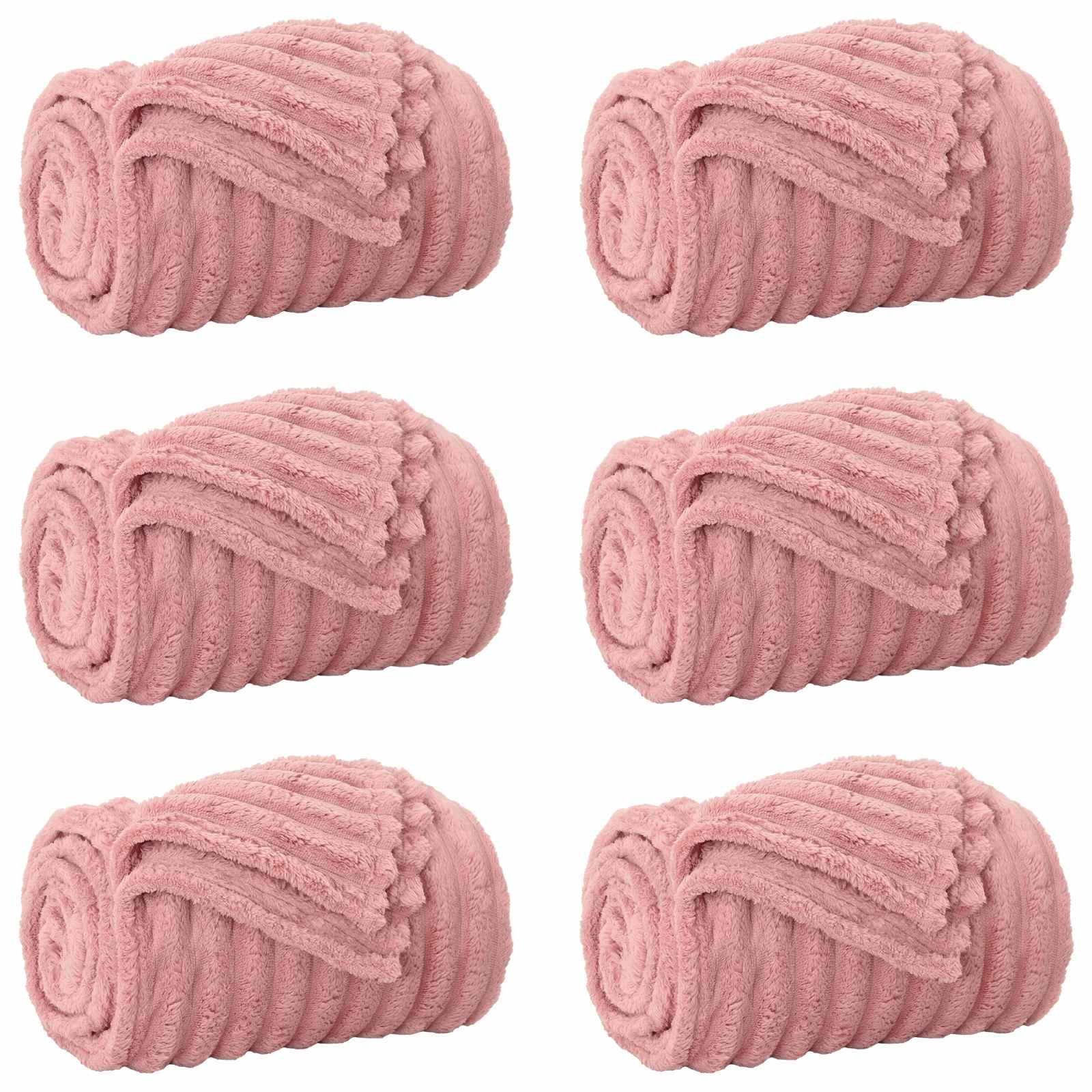 Coperte da Pile 6 pcs Rosa 240 x 220 cm Panno | homemem39