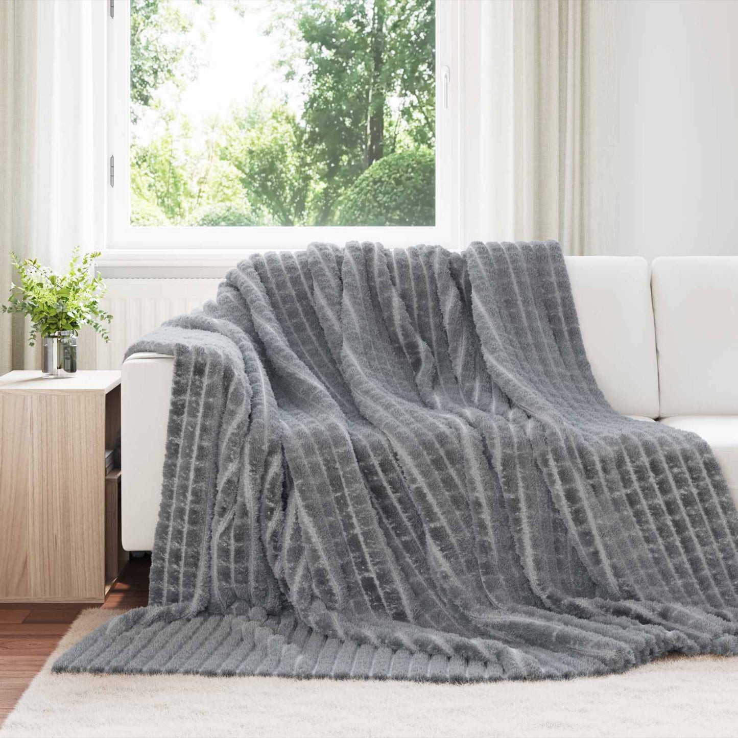 Coperta Grigio scuro 240 x 220 cm Panno