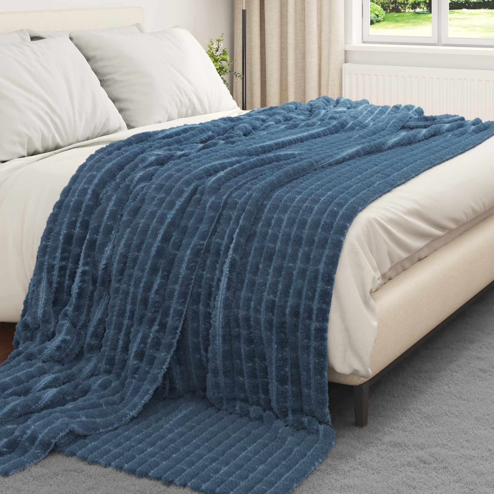Coperta Blu navy 240 x 220 cm Panno | homemem39