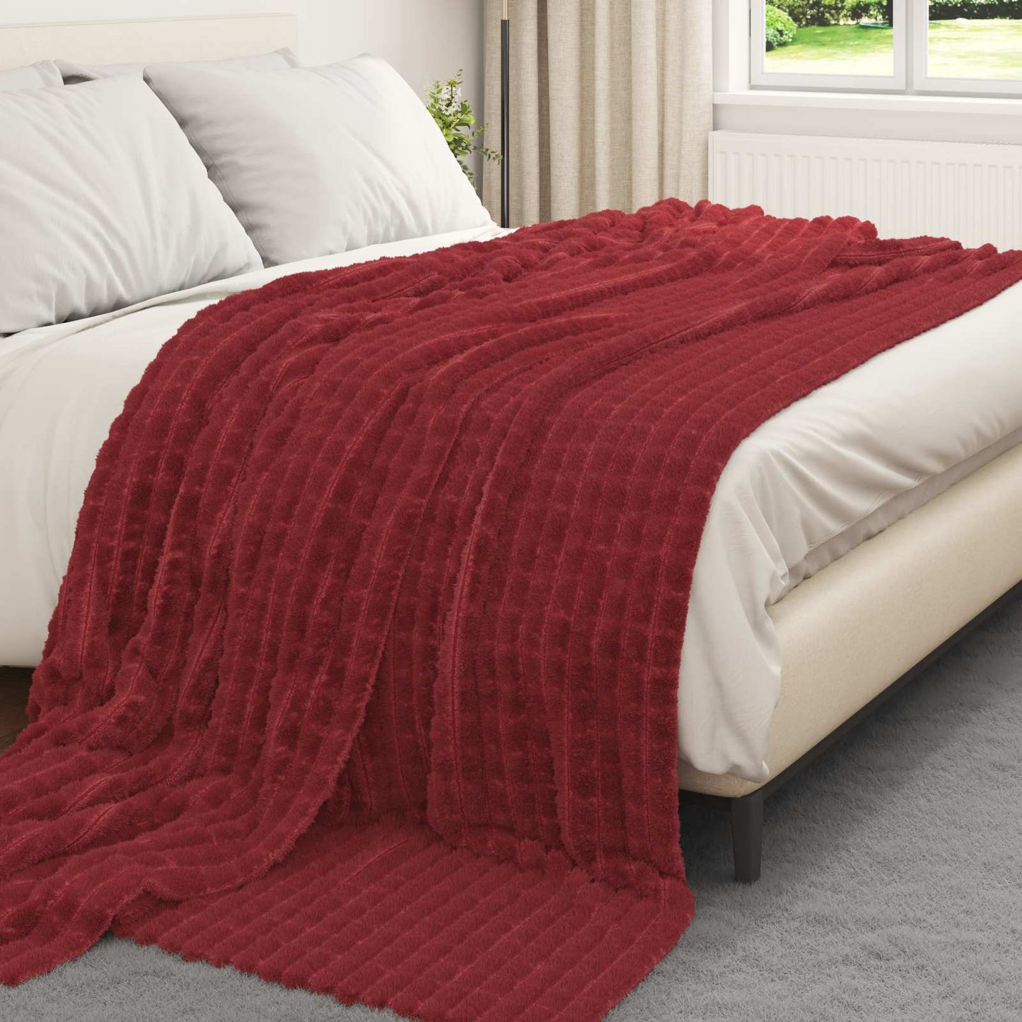 Coperta Rosso Bordeaux 270 x 240 cm Panno | homemem39