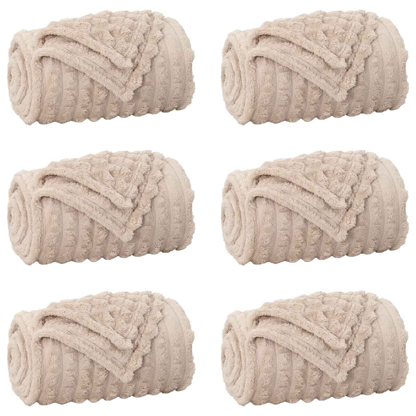 Coperte da Pile 6 pcs Beige 270 x 240 cm Panno