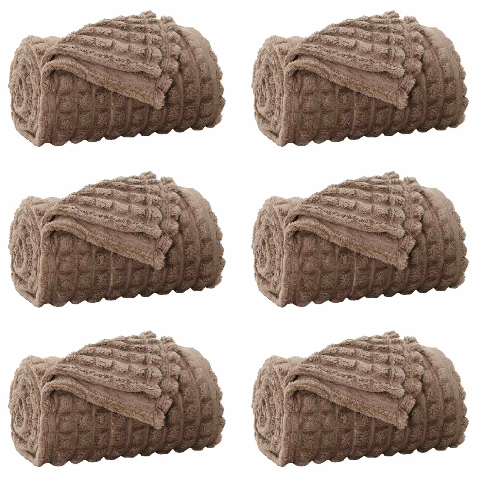 Coperte da Pile 6 pcs Cammello 150 x 130 cm Panno | homemem39