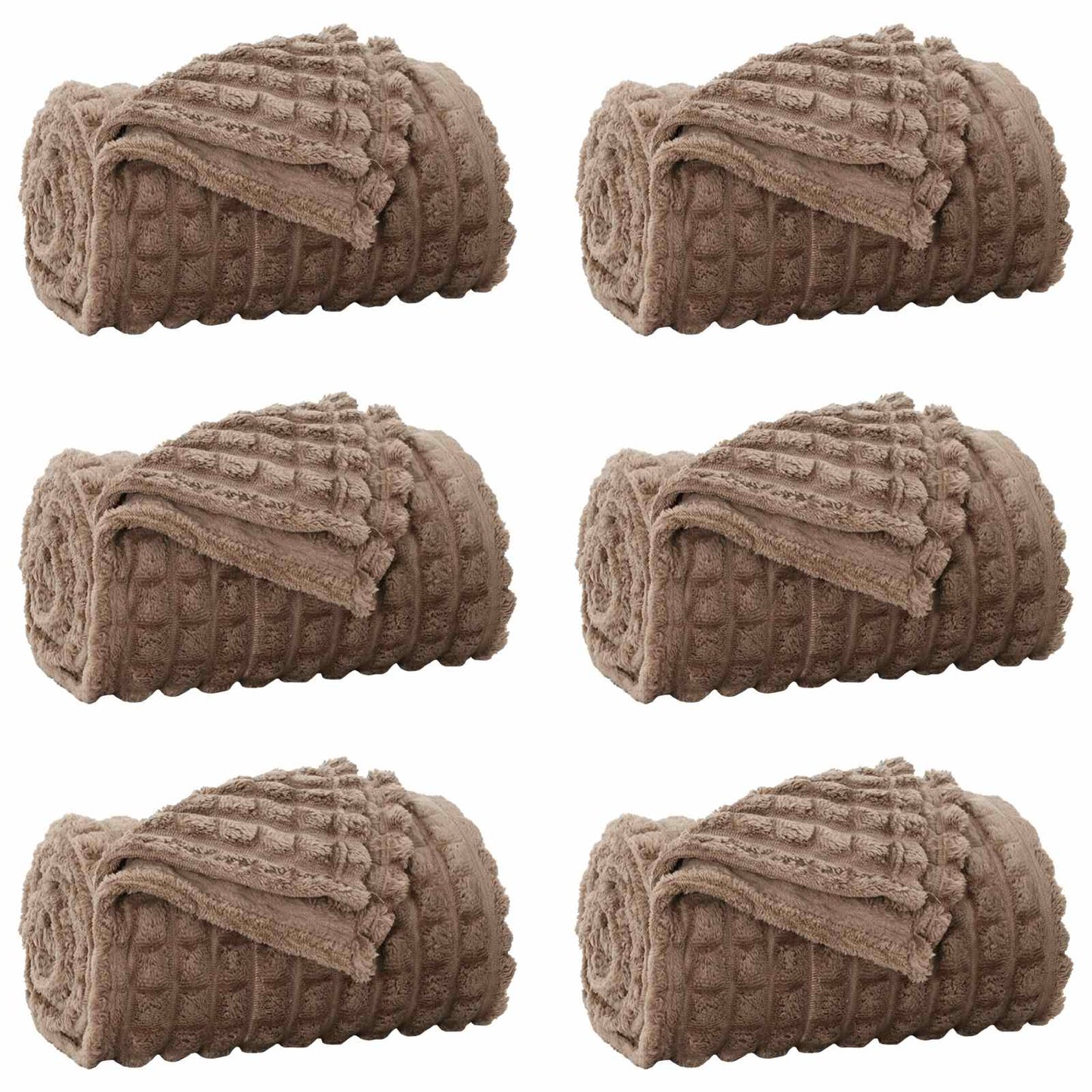 Coperte da Pile 6 pcs Cammello 270 x 240 cm Panno