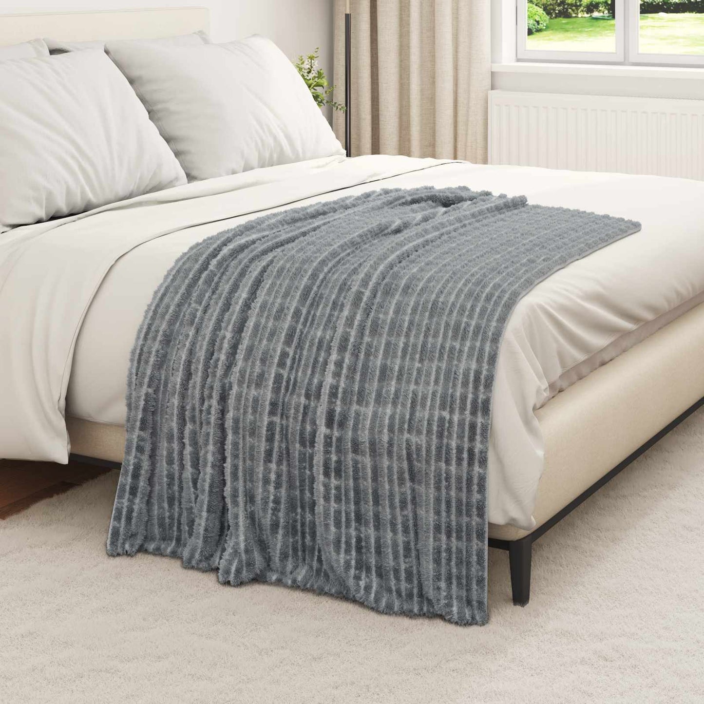 Coperte da Pile 6 pcs Grigio scuro 150 x 130 cm Panno