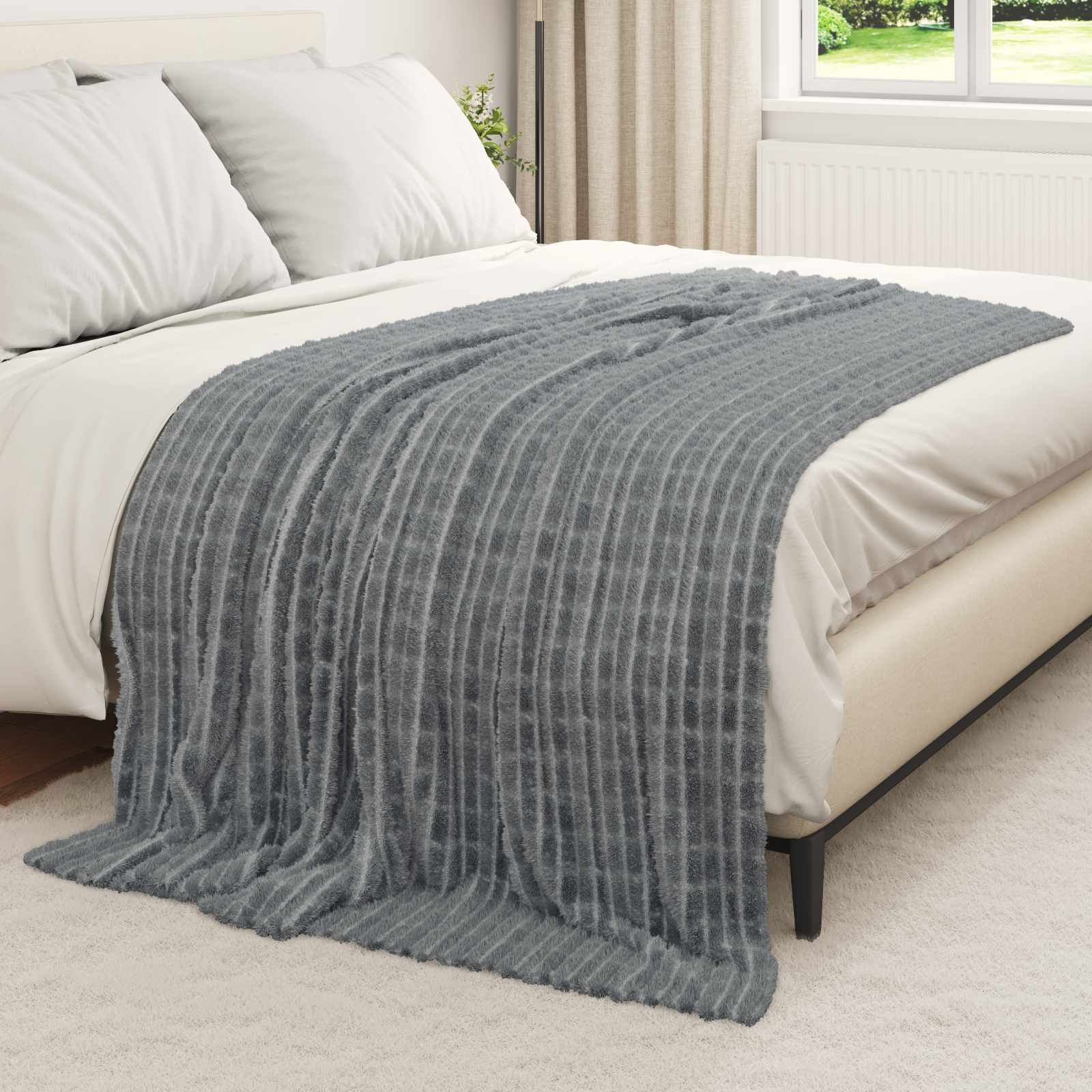 Coperte da Pile 6 pcs Grigio scuro 200 x 150 cm Panno | homemem39