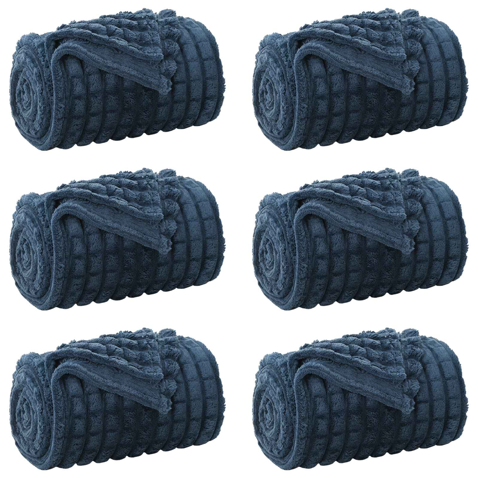 Coperte da Pile 6 pcs Blu navy 270 x 240 cm Panno | homemem39
