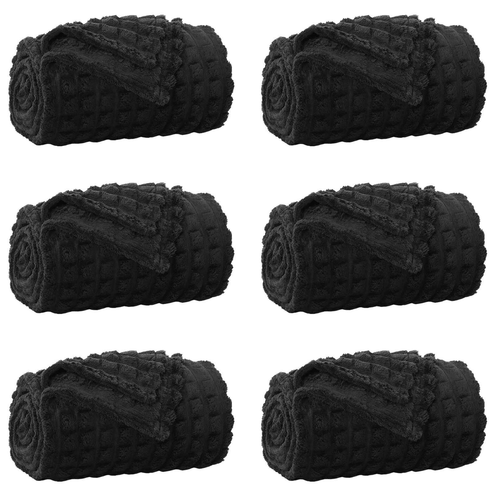 Coperte da Pile 6 pcs Nero 200 x 150 cm Panno | homemem39