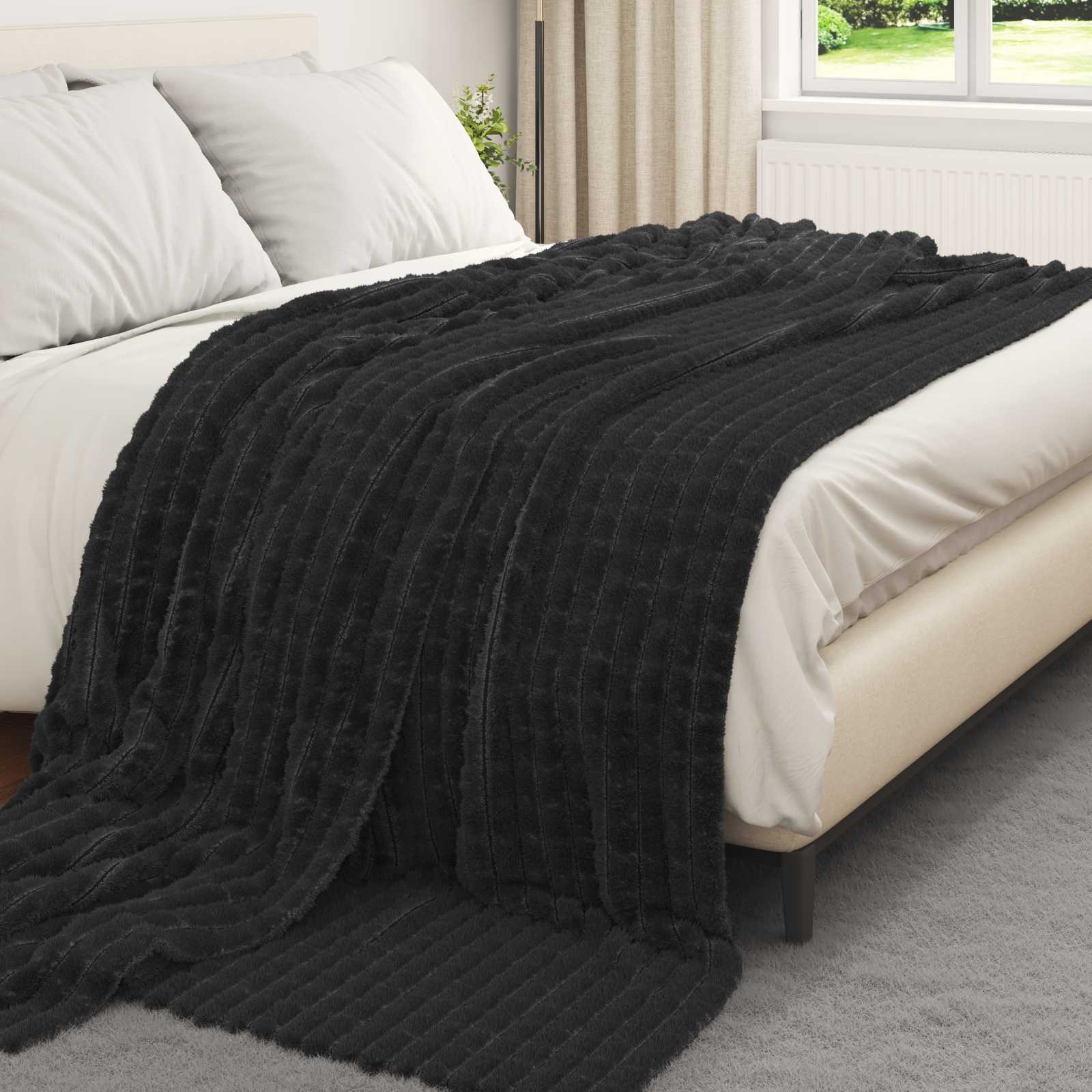 Coperte da Pile 6 pcs Nero 270 x 240 cm Panno | homemem39