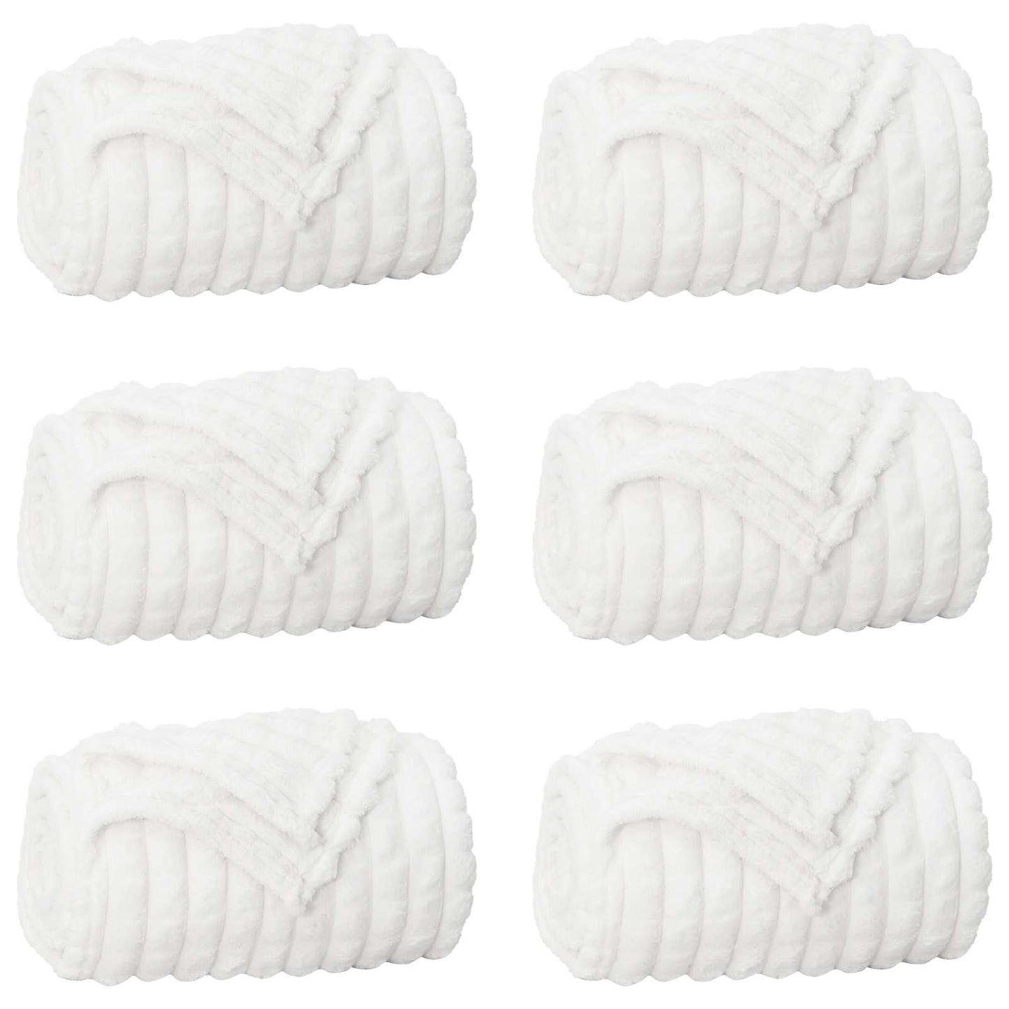 Coperte da Pile 6 pcs Bianco 150 x 130 cm Panno | homemem39