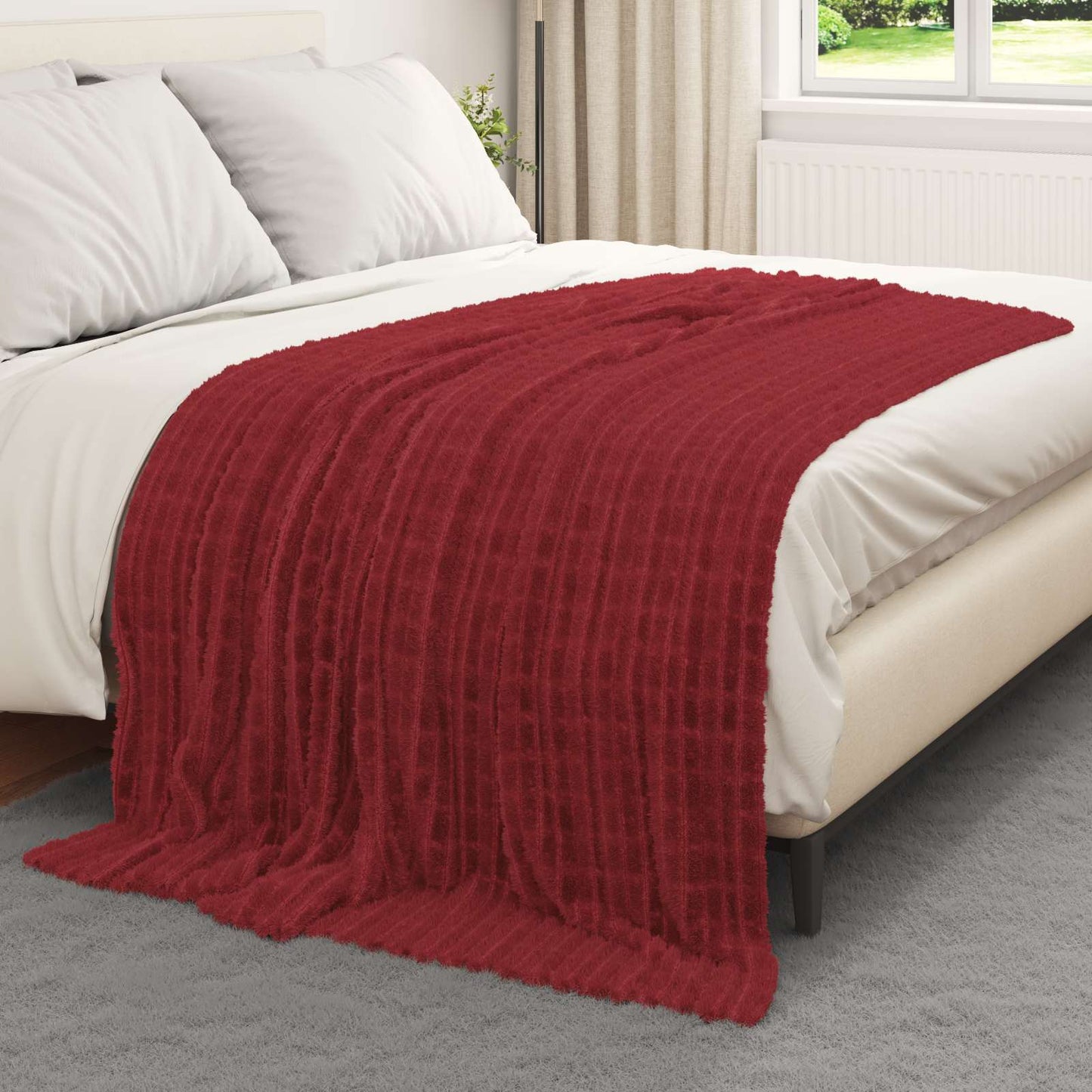 Coperte da Pile 6 pcs Rosso Bordeaux 200 x 150 cm Panno