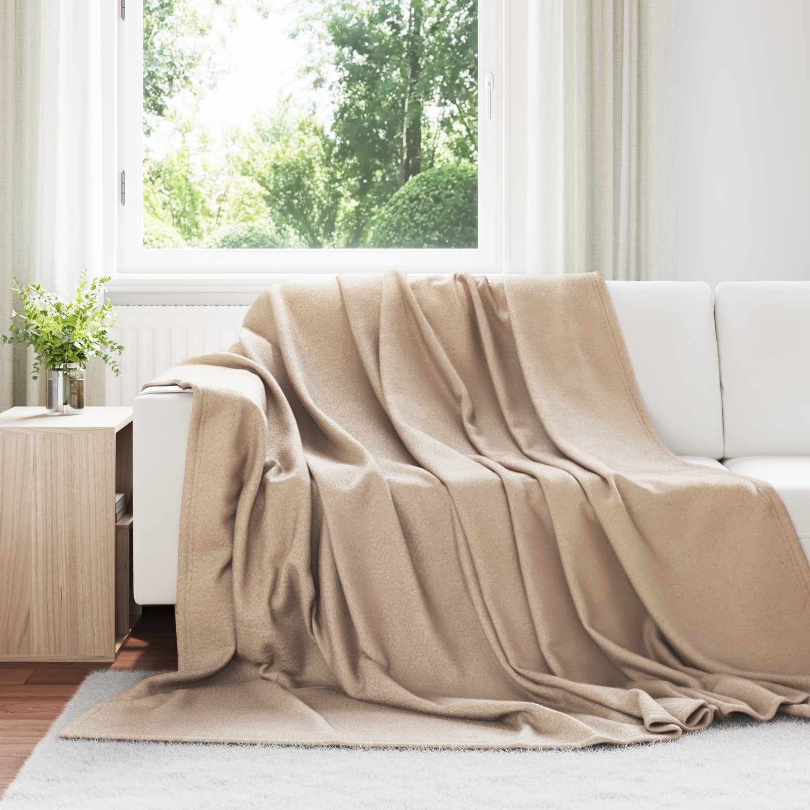Coperte da Pile 6 pcs Cammello 240 x 220 cm Panno | homemem39