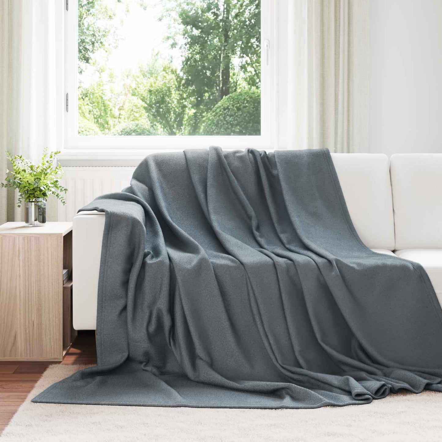 Coperte da Pile 6 pcs Grigio scuro 270 x 240 cm Panno
