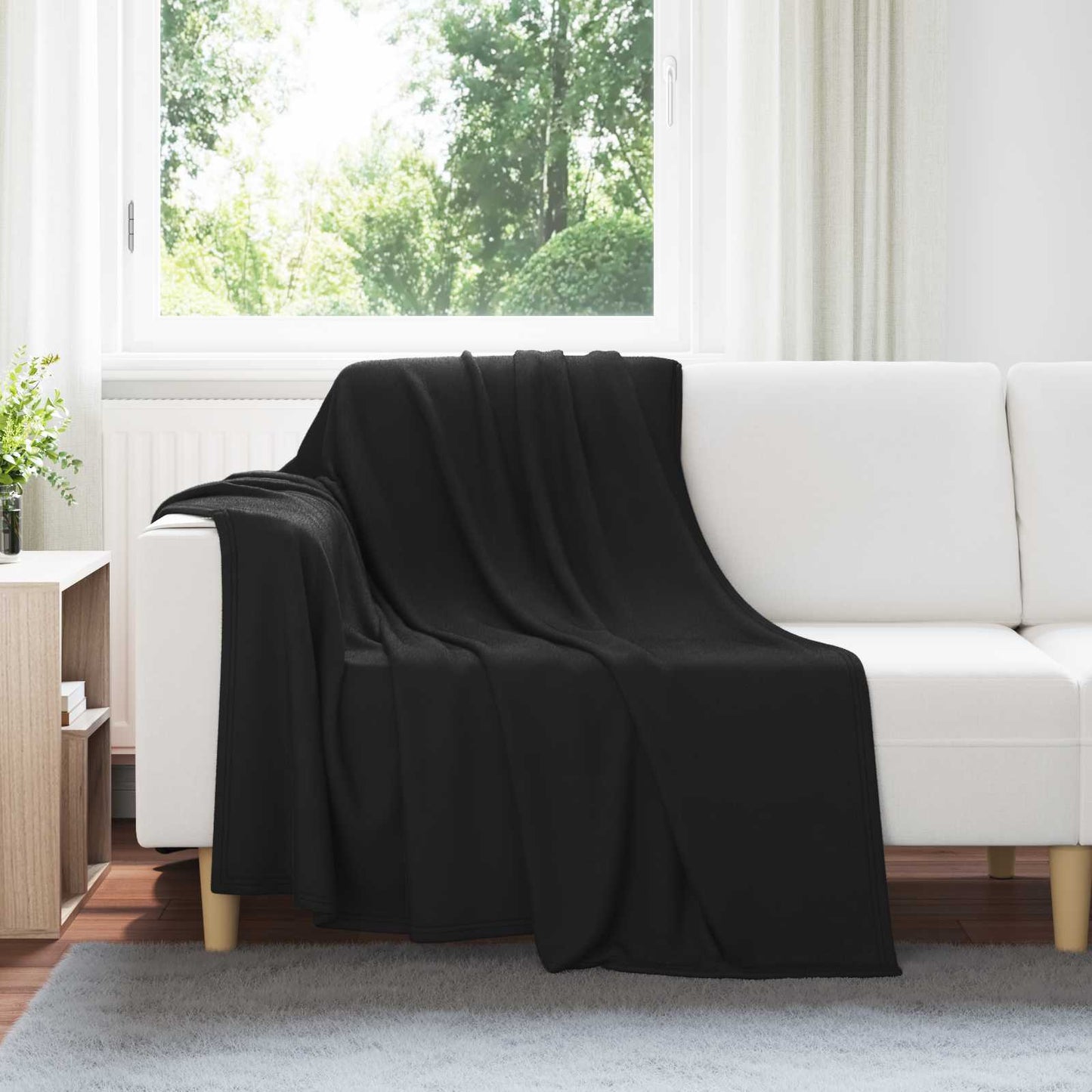 Coperte da Pile 6 pcs Nero 200 x 150 cm Panno