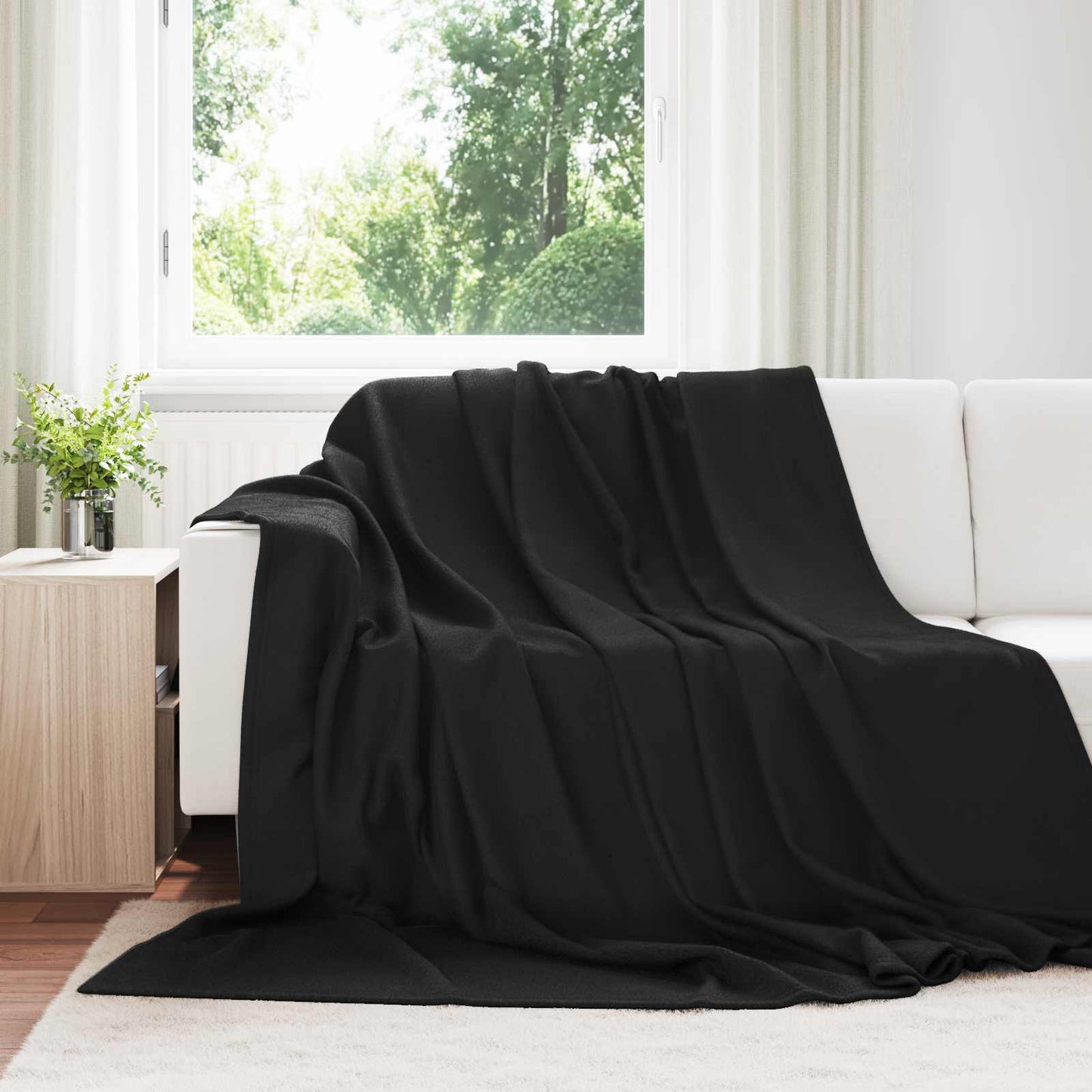 Coperte da Pile 6 pcs Nero 240 x 220 cm Panno