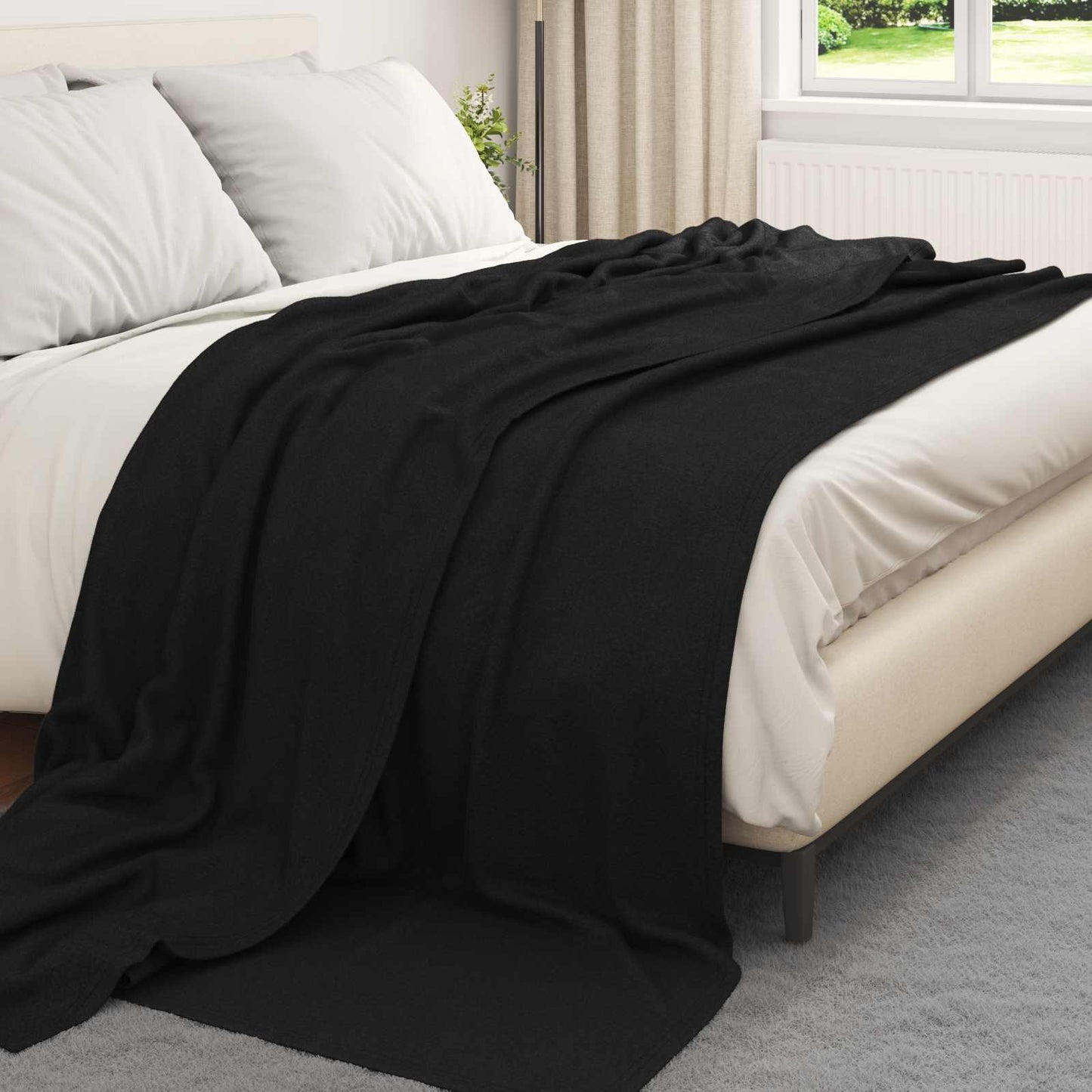Coperte da Pile 24 pcs Nero 270 x 240 cm Panno