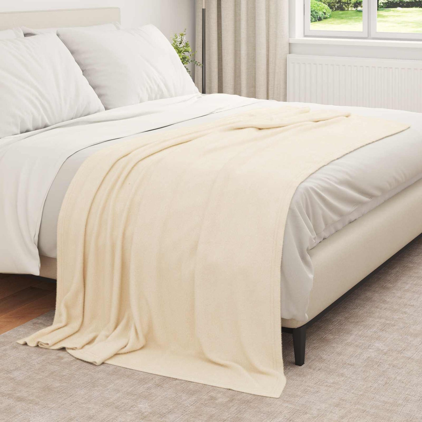 Coperta Crema 210 x 140 cm Panno