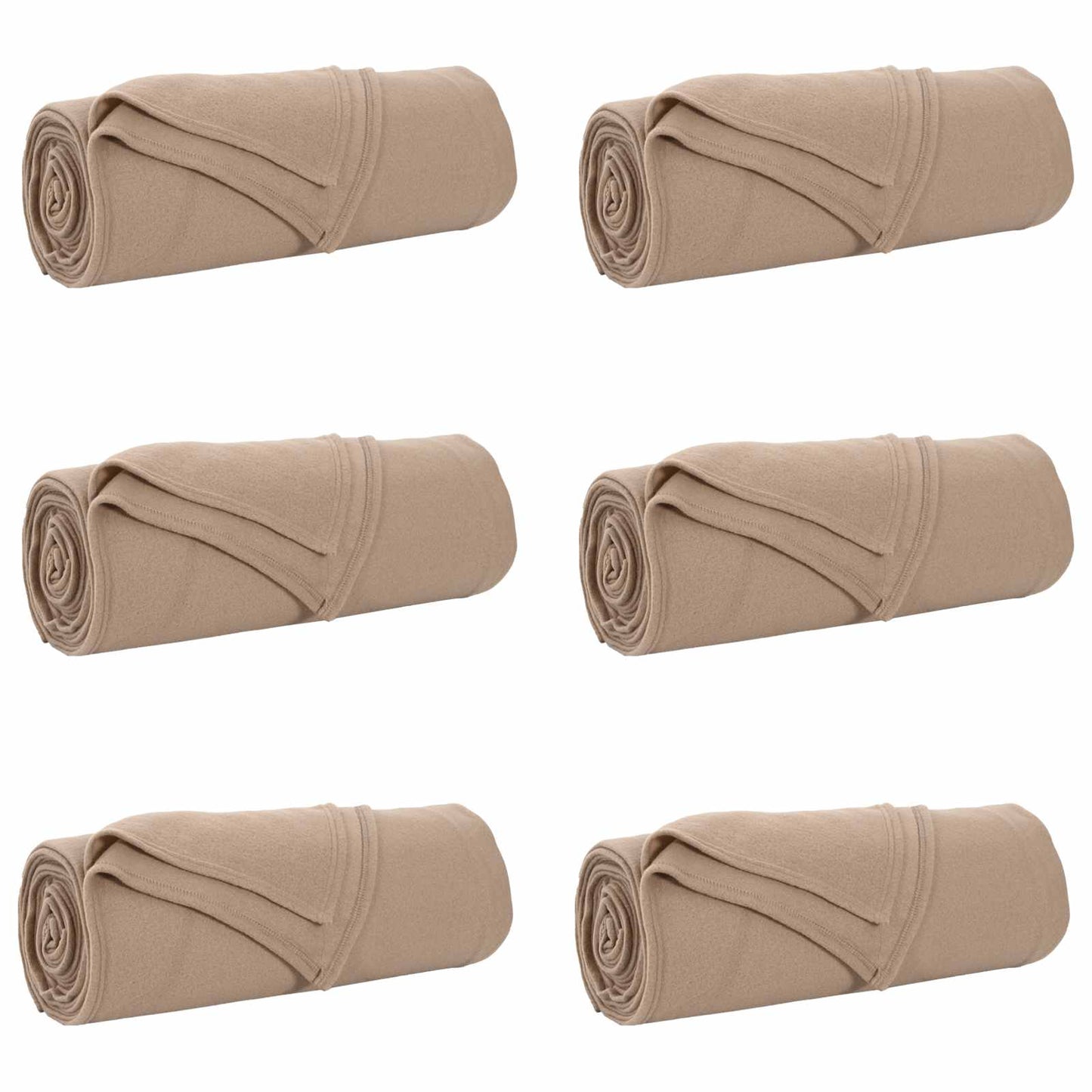 Coperte da Pile 6 pcs Cammello 280 x 210 cm Panno | homemem39