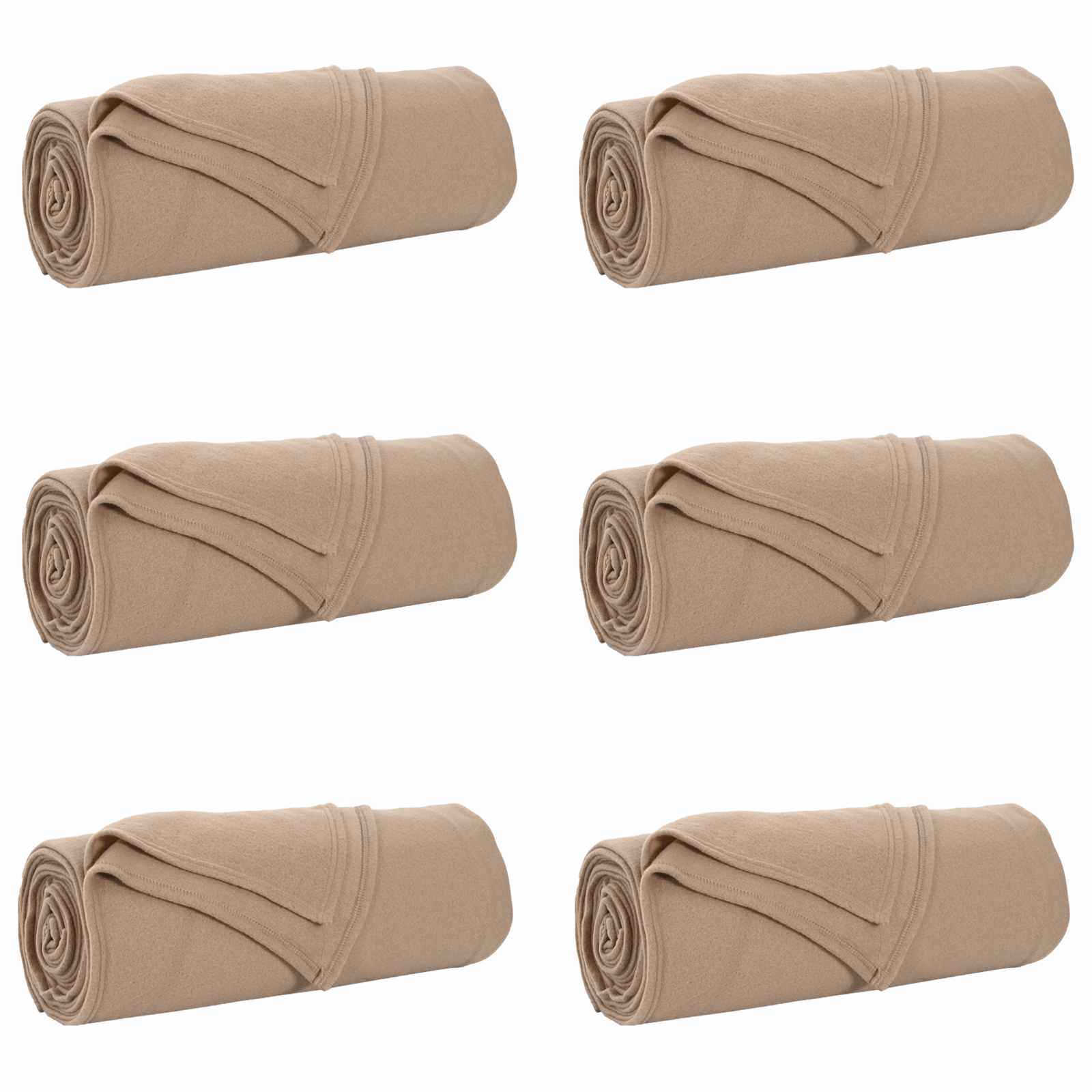 Coperte da Pile 6 pcs Cammello 280 x 210 cm Panno | homemem39