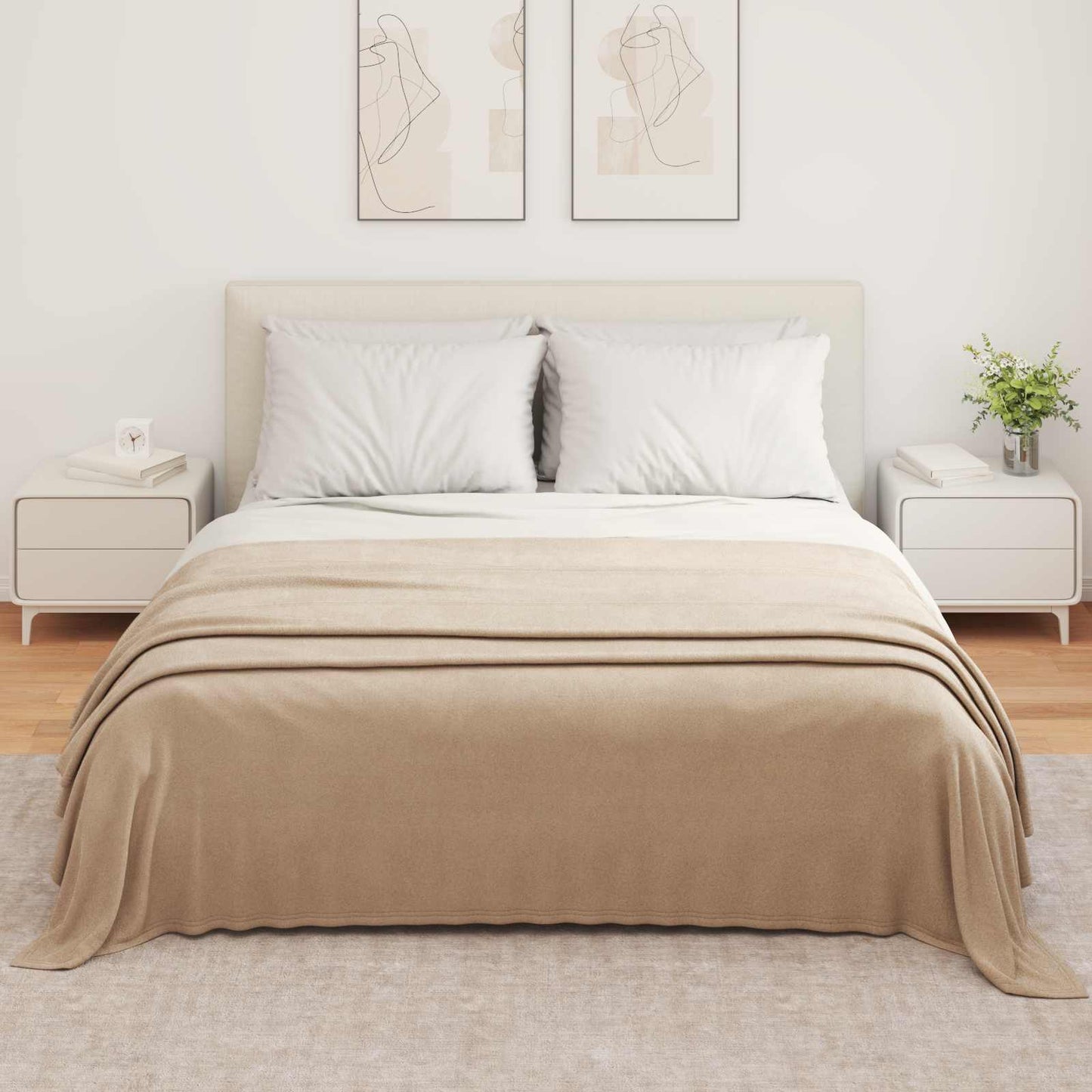 Coperte da Pile 6 pcs Cammello 350 x 270 cm Panno | homemem39
