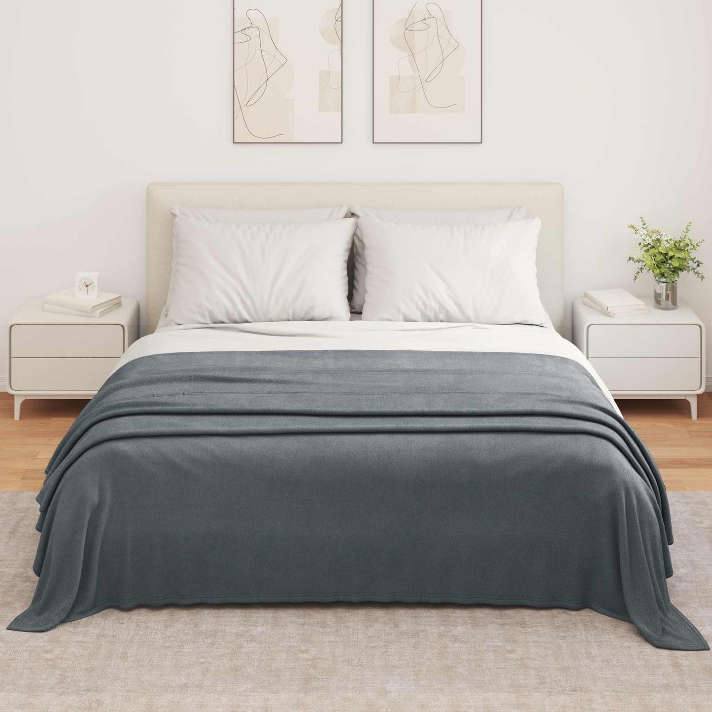 Coperte da Pile 6 pcs Grigio scuro 350 x 270 cm Panno