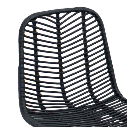 Sedia da Bar 2 pcs Nero 44,5 x 54,5 x 97,5 cm Rattan e Ferro