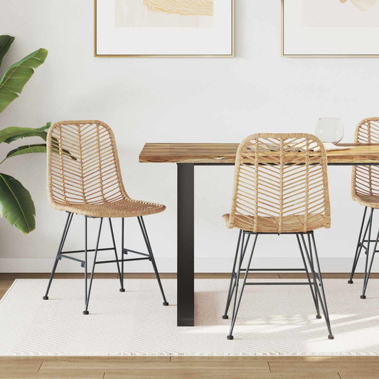 Sedia da pranzo 2 pcs Rattan e Ferro Naturale | homemem39