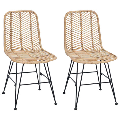Sedia da pranzo 2 pcs Naturale 44 x 47 x 85 cm Rattan e Ferro
