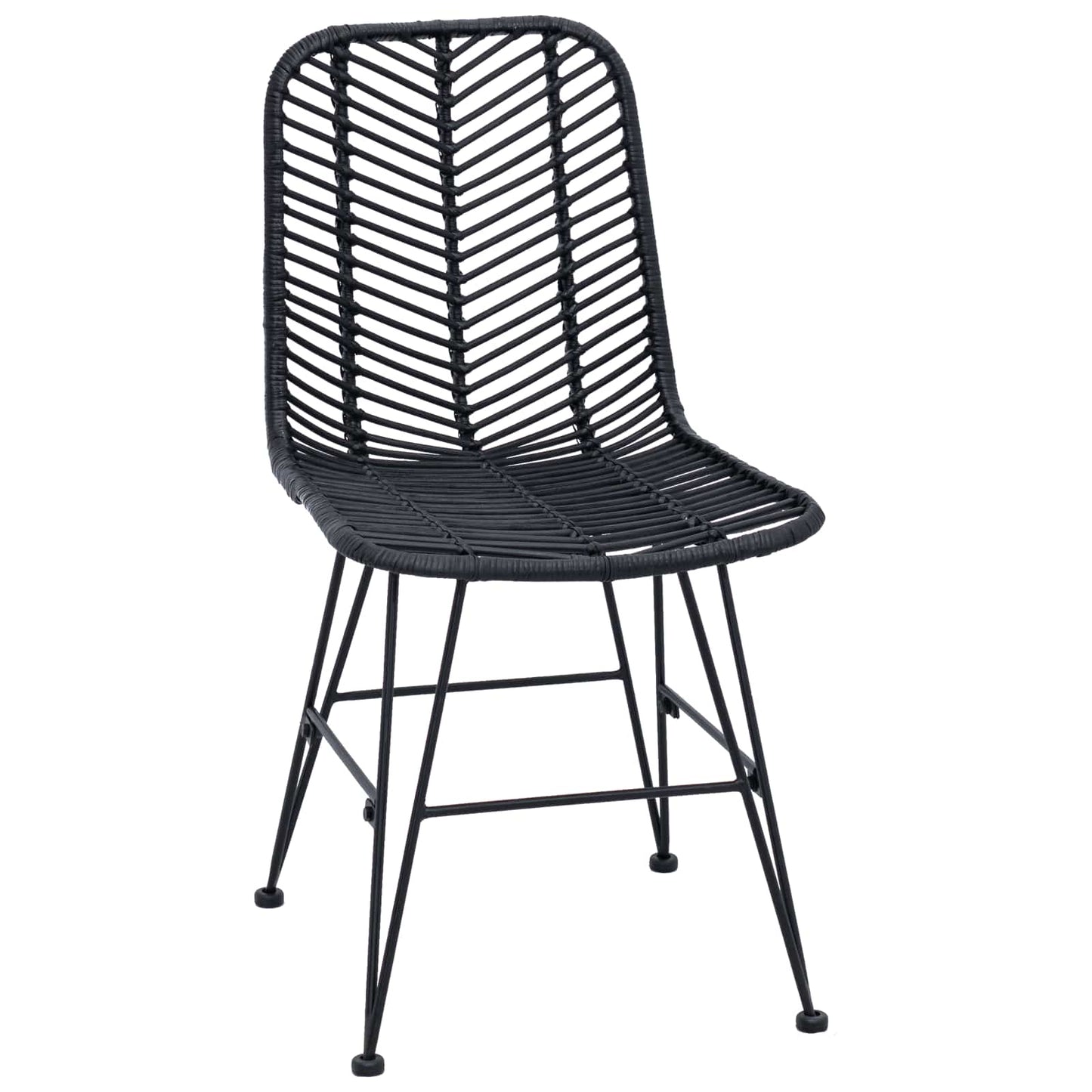 Sedia da pranzo 2 pcs Nero 44 x 47 x 85 cm Rattan e Ferro