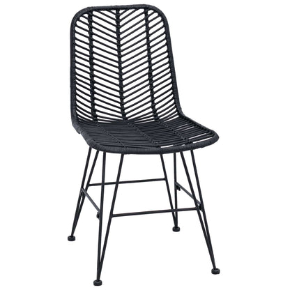 Sedia da pranzo 2 pcs Nero 44 x 47 x 85 cm Rattan e Ferro