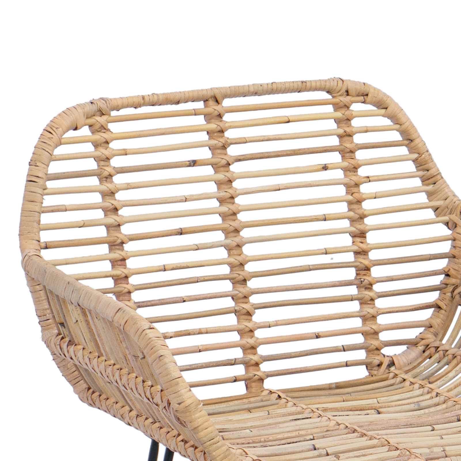 Sedia da Bar 2 pcs Naturale 55 x 52 x 92 cm Rattan e Ferro | homemem39