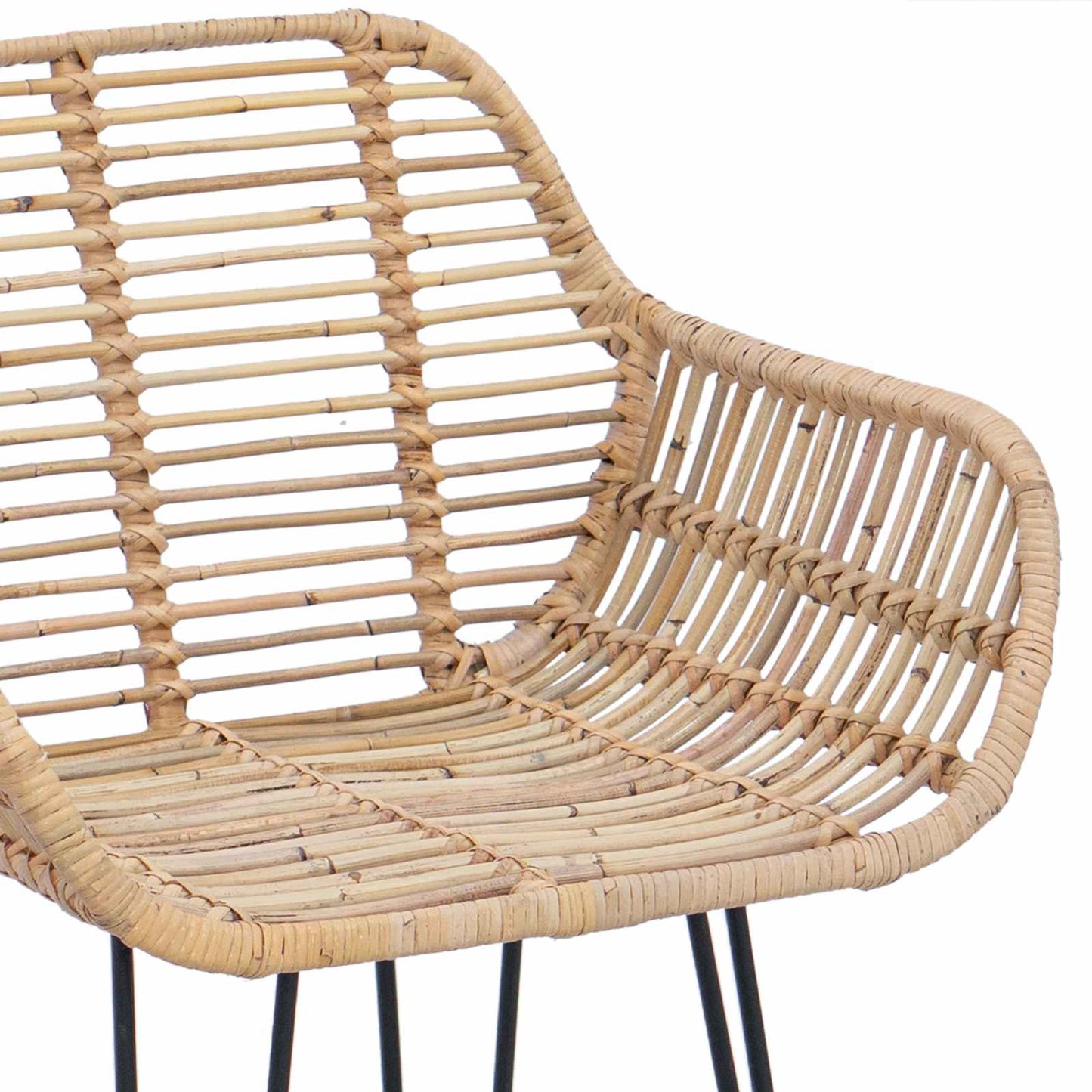 Sedia da Bar 2 pcs Naturale 55 x 52 x 92 cm Rattan e Ferro | homemem39