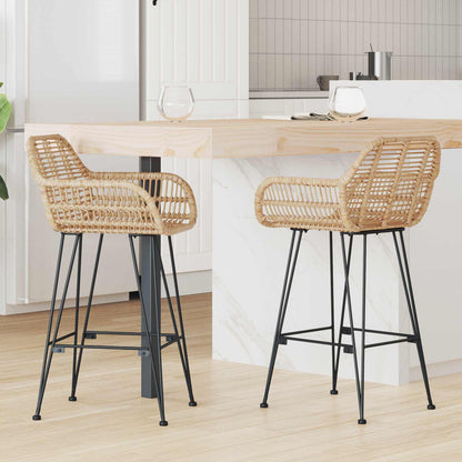Sedia da Bar 2 pcs 55 x 52 x 92 cm Rattan e Ferro