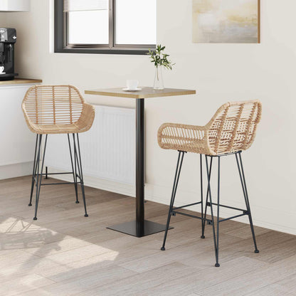 Sedia da Bar 2 pcs 55 x 52 x 92 cm Rattan e Ferro