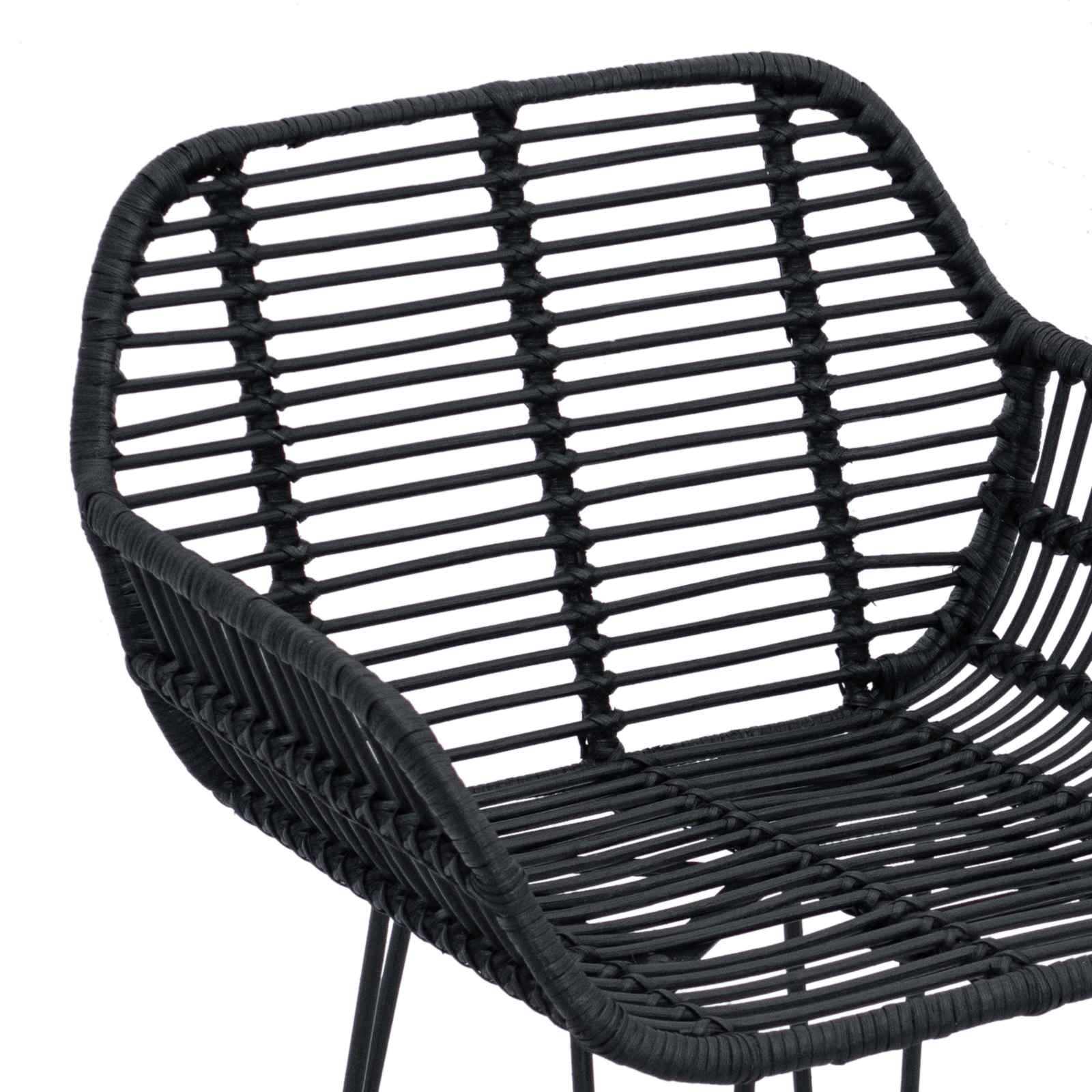 Sedia da Bar 2 pcs Nero 55 x 52 x 92 cm Rattan e Ferro | homemem39