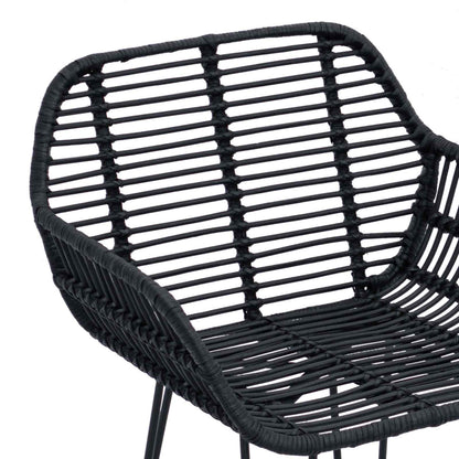 Sedia da Bar 2 pcs Nero 55 x 52 x 92 cm Rattan e Ferro | homemem39