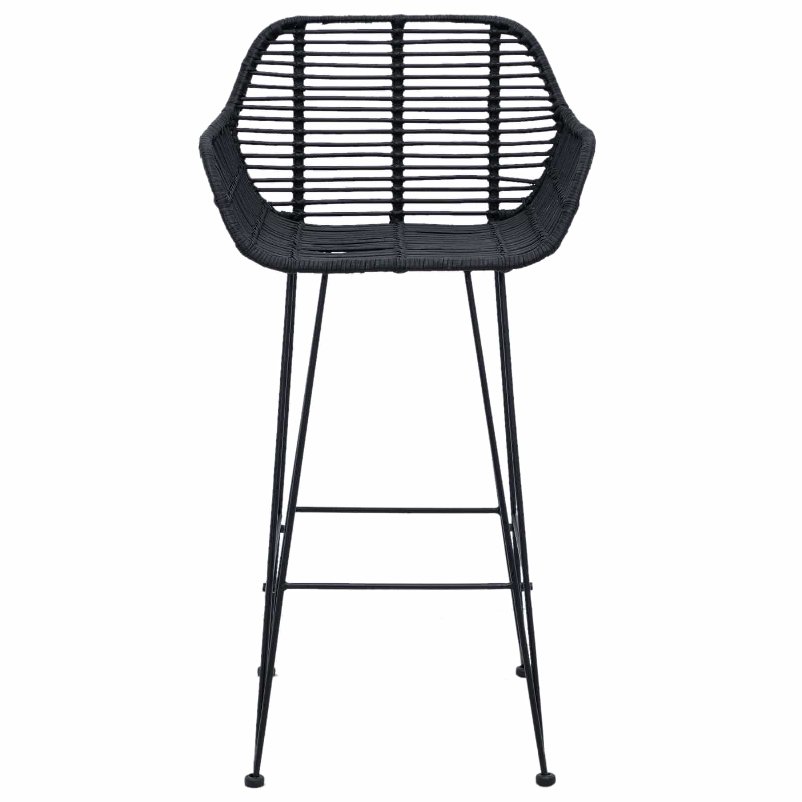Sedia da Bar 2 pcs Nero 55 x 52 x 92 cm Rattan e Ferro | homemem39