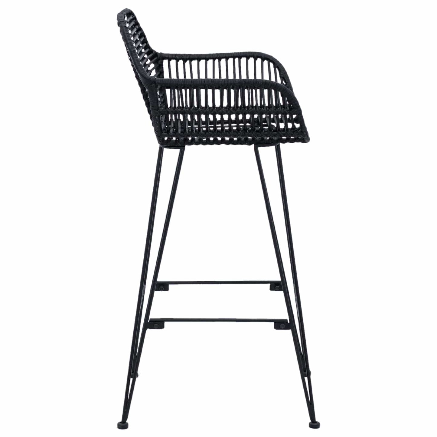 Sedia da Bar 2 pcs Nero 55 x 52 x 92 cm Rattan e Ferro | homemem39